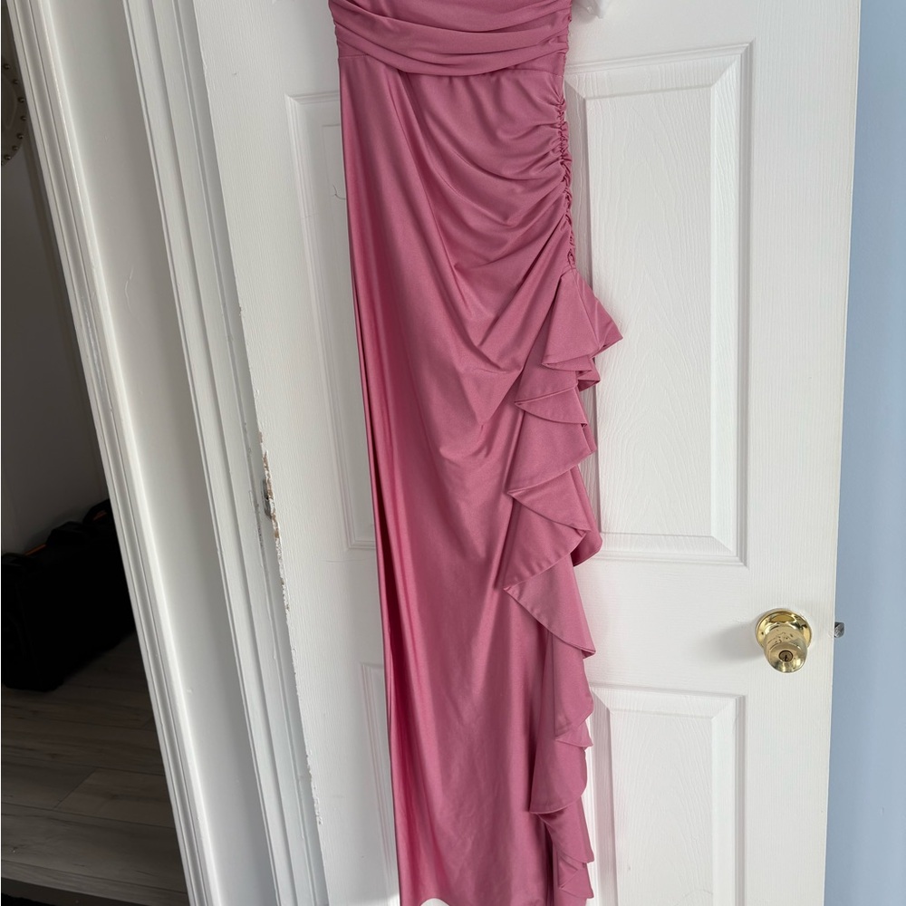 Elegant Pink Ruched Women's Dress
